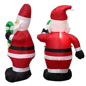 Inflatable 1.2m Santa Claus decoration with LED lights and candy cane on white background