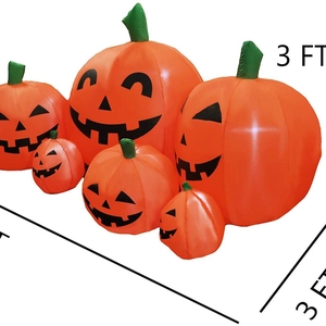 7ft Halloween inflatable pumpkin family with glowing jack-o'-lantern faces for lawn decor