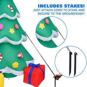 Inflatable Christmas tree with Santa including ground stakes and ropes for stability