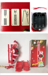 Detail showing the battery compartment and assembly steps for the climbing Santa toy