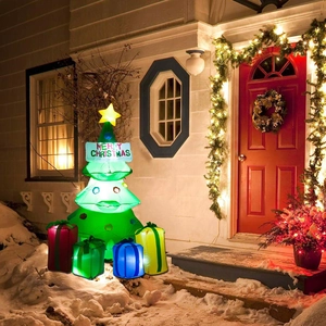 1.5m Inflatable Christmas Tree with LED Lights and Gift Boxes Outdoor Yard Decoration