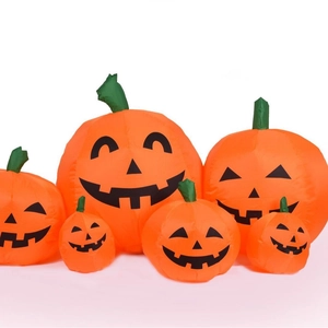 Six-piece inflatable Halloween Jack-o'-lantern pumpkin set for festive yard decoration