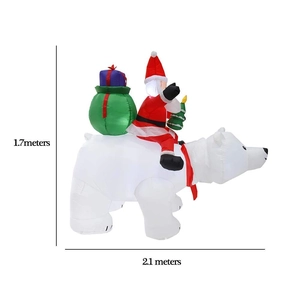 2.1m Inflatable Santa riding a polar bear outdoor Christmas decoration for garden yard