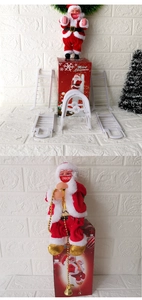 Detailed set of Santa climbing ladder dolls with face masks and festive gift boxes