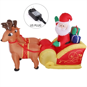Inflatable Santa Claus with reindeer and sleigh Christmas decoration with US plug