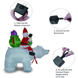 Detailed instructions for connecting the blower adapter to the Christmas inflatable santa