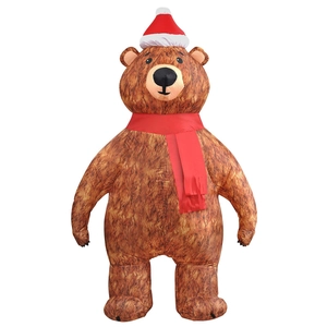 Inflatable 2.1m Christmas bear with festive hat and scarf for outdoor holiday yard decor