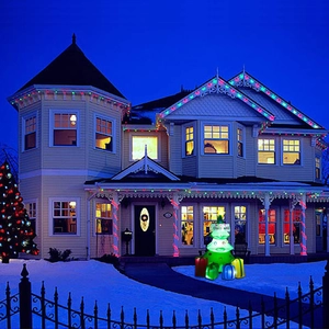 Luminous 1.5m inflatable Christmas tree with colorful gift boxes in a snowy night garden
