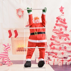 90cm Santa Claus climbing white rope ladder hanging Christmas tree festive decor