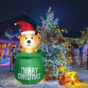 Ours de Noël gonflable lumineux de 1,5m dans un sac cadeau pour décor de jardin