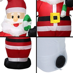Detail view of the 1.2m inflatable Santa Claus featuring the belt buckle and internal fan