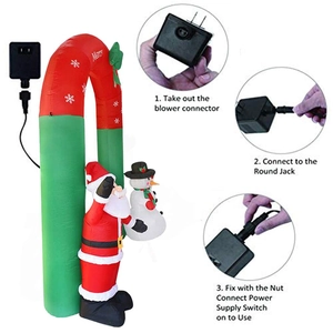 Détails d'installation en trois étapes pour l'arche de Noël gonflable avec souffleur