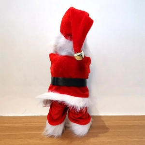 30cm electric musical Santa Claus doll with red velvet coat and golden bell on the back