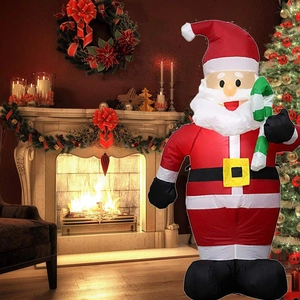 1.2m inflatable Santa Claus with candy cane for Christmas outdoor and indoor yard decoration
