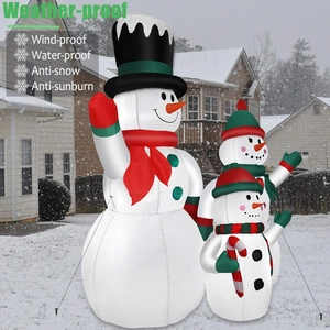 Inflatable Christmas snowman family set for outdoor holiday lawn decoration