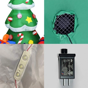 Detail view of the 12V 1500mA UL power adapter and LED lights for inflatable Christmas tree