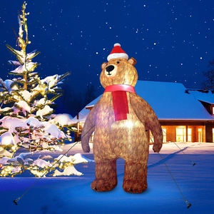 2.1m Inflatable Christmas Bear with LED lights for outdoor holiday yard decoration