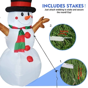 1.6m inflatable Christmas snowman with LED lights and ground stakes for outdoor decor
