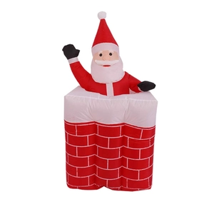 1.6m inflatable Santa climbing chimney with LED lights for outdoor Christmas decor