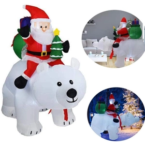 7ft Inflatable Santa Riding Polar Bear Outdoor Decoration with Built-in LED Lights