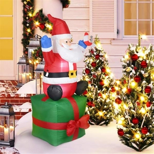 1.8m Inflatable Santa Claus on gift box outdoor Christmas lawn decoration with built-in blower