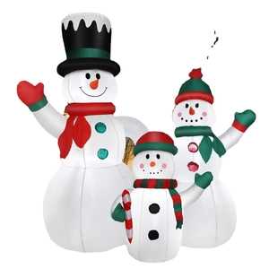 Christmas Inflatable Snowman Family Decoration With LED Lights Outdoor Garden Courtyard Inflatable Props Weatherproof Holiday