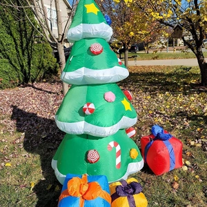 2.1m inflatable Christmas tree with candy decorations and colorful gift boxes for yard