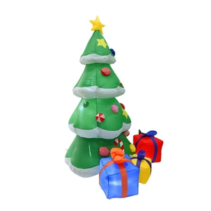 Inflatable Christmas tree 2.1m with LED lights, candy canes and gift box decorations