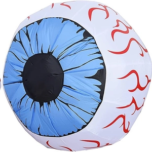 Halloween inflatable glowing eyeball set with red bloodshot veins for party decor
