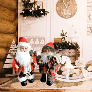 Electric Dancing Music Santa Claus Ornament Plush Animated Christmas Figurine Holiday Tabletop Decoration For Xmas Home Decor
