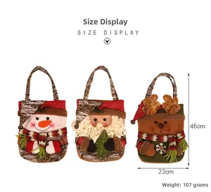 Christmas gift bags with Santa, Snowman, and Reindeer designs, 46cm tall with handles