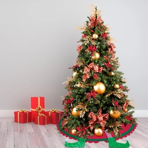 Christmas Elf Legs Tree Skirt Decorations Red Green Striped Hanging Ornament For Xmas Party Holiday Car Trunk Decor