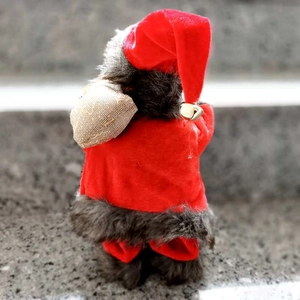 Electric dancing Santa Claus plush doll with red velvet suit and burlap gift sack