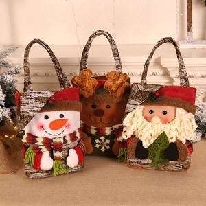 3D Christmas Gift Bags Santa Snowman Reindeer Felt Handbags For Xmas Candy Gifts Packaging Holiday Party Home Decorations