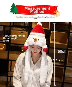 Size chart showing snowman plush hat dimensions with 60cm length and 30cm circumference