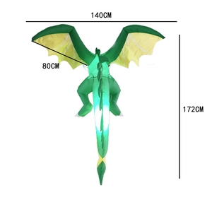 Inflatable Halloween green dragon outdoor decoration with light and 172cm height dimension