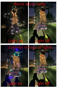 Detail view of Halloween tree crashing witch with warm white and colorful LED light modes