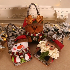 Set of 3 Christmas gift bags featuring plush Santa Snowman and Reindeer characters
