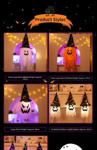 Set di decorazioni per fantasmi di Halloween con luci LED in tre diverse dimensioni