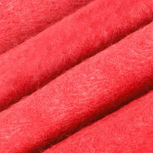 Red non-woven fabric texture detail for Christmas chair covers and festive dining decor