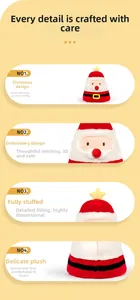 Detail of plush Santa hat with fine embroidery, soft texture, and durable stitching