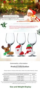 Tableau des tailles pour 6 marqueurs de verre de Noël en tissu motif Père Noël
