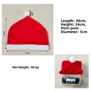 Detailed size chart of red Christmas car headrest cover showing dimensions and 30.6g weight