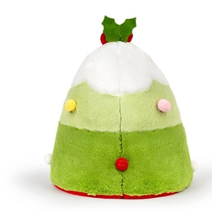 Reversible Christmas tree hat with plush velvet fabric and colorful pom-poms