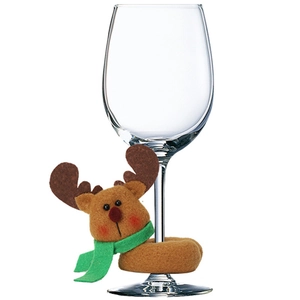 Marqueurs de verre à vin renne de Noël en feutre brun pour décorations de fête de Noël