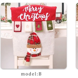 Christmas snowman chair cover with red Merry Christmas banner and 3D festive details