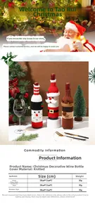 Guide des tailles pour couvre-bouteilles de vin de Noël tricotés, dimensions 28x12cm par modèle