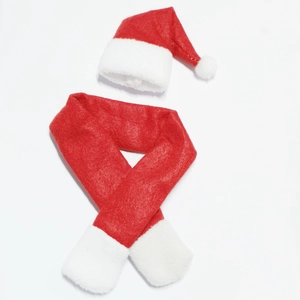 Christmas mini red hat and scarf set for wine bottles or small pets decoration
