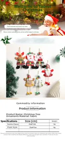 Detailed view of handmade fabric Christmas ornaments with gnomes and bells
