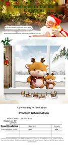 Size chart and specifications for plush Christmas reindeer dolls with PP cotton filling